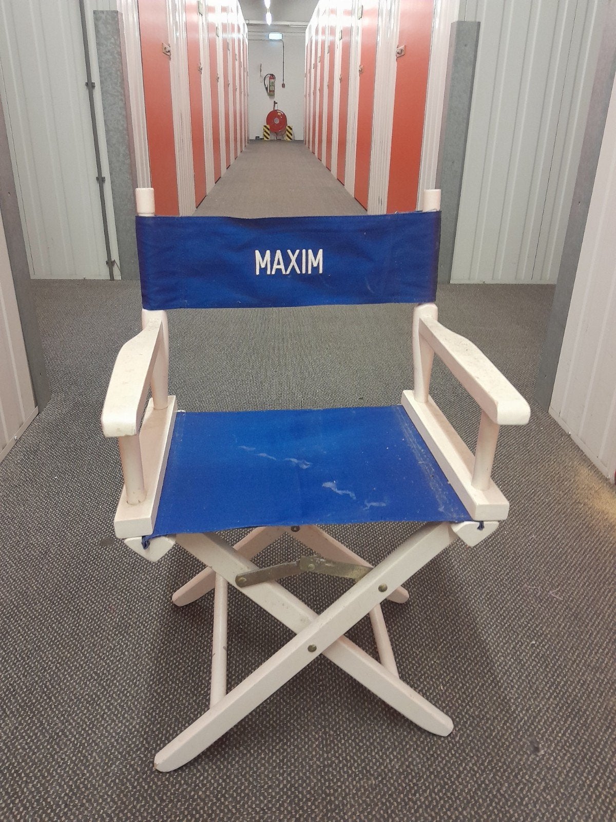 Regisseursstoel 'Maxim' - Blauw en Wit, Huis en Inrichting, Stoelen, Ophalen, Gebruikt, Blauw, Regisseursstoel