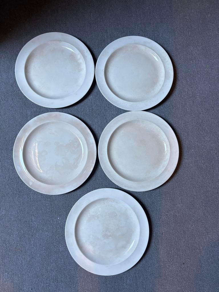 Vijf antieke beboterde Empire Wedgwood borden, Ophalen of Verzenden