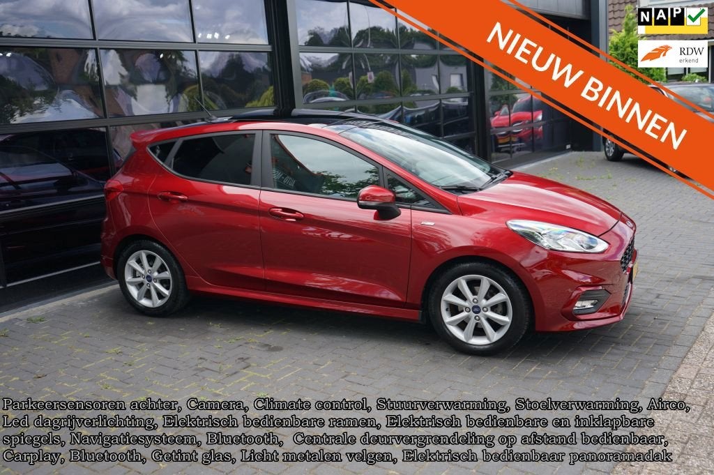 Ford Fiesta 1.0 EcoBoost ST-Line, Panodak, Clima, Camera, CC, Voorwielaandrijving, Dealer onderhouden, Stof, Gebruikt