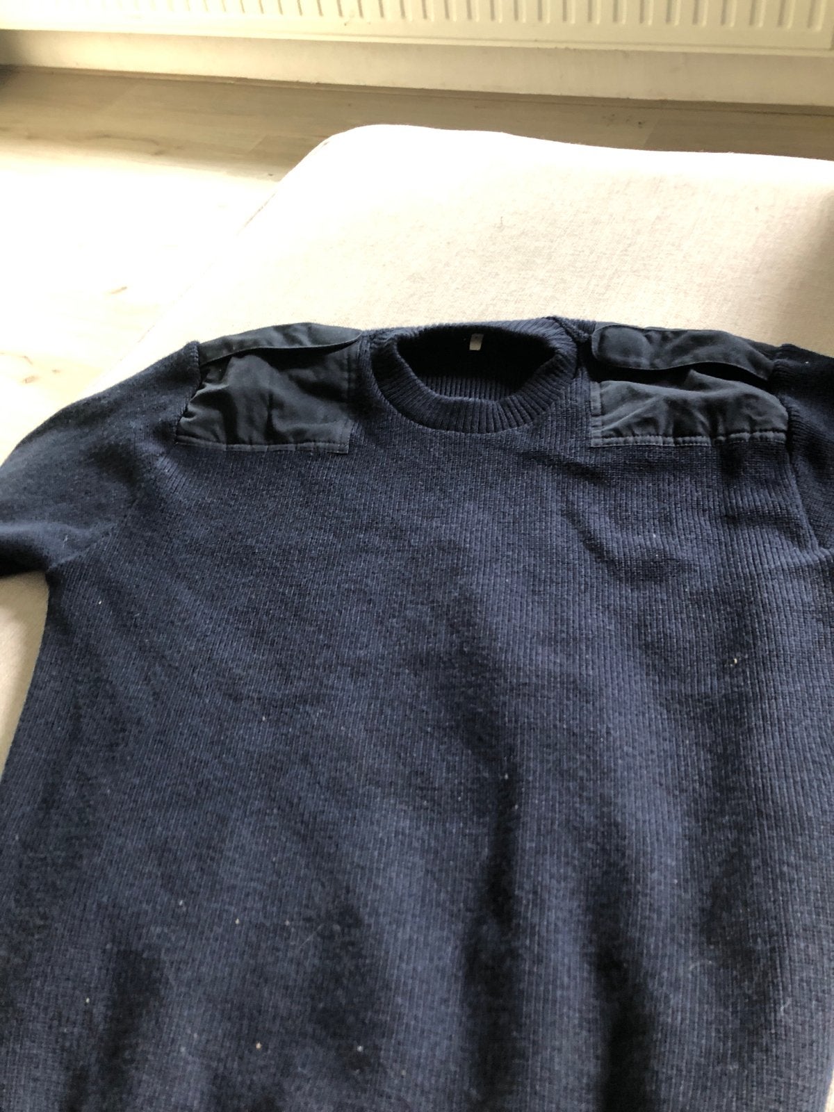 Werktrui metschouderstukken ex politie truien, Ophalen of Verzenden, Gedragen, Maat 48/50 (M), Blauw