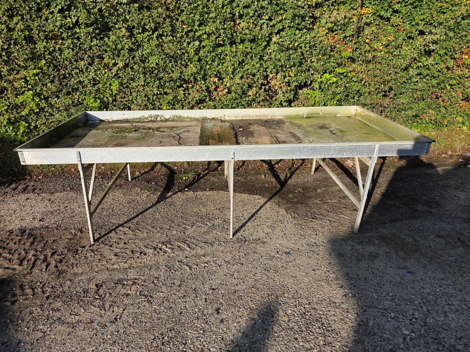 Grote metalen werktafel/plantentafel, Ophalen, Gebruikt, Rechthoekig, Metaal