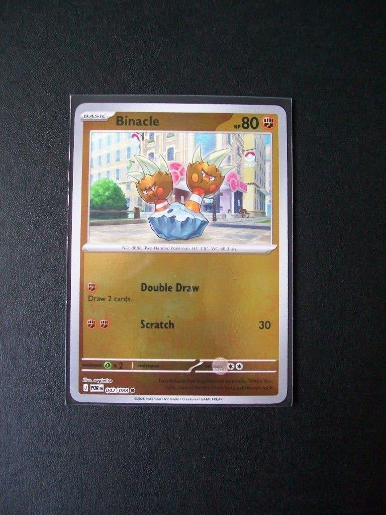 4456. Nieuwe Pokemon Kaart Holofoil BINACLE HP 80 (042/088), Verzenden, Nieuw, Losse kaart, Foil