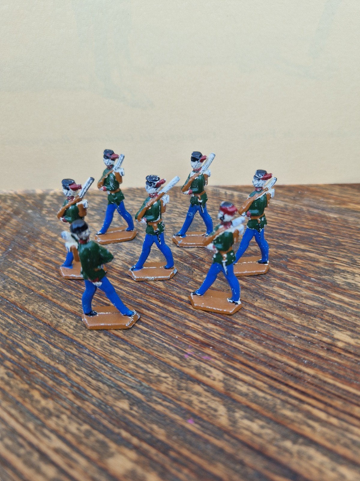 Set van 9 tinnen soldaatjes - Vintage handgeschilderd, Ophalen of Verzenden