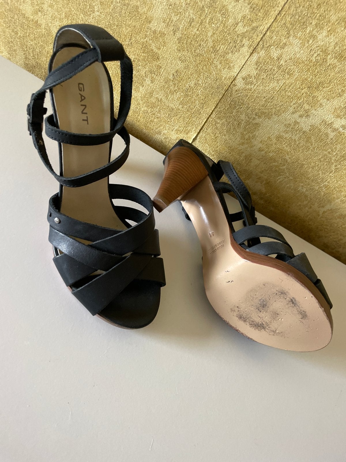 GANT zwarte sandalen met 10 cm hak maat 41, Ophalen of Verzenden, Gedragen, Zwart, Schoenen met hoge hakken