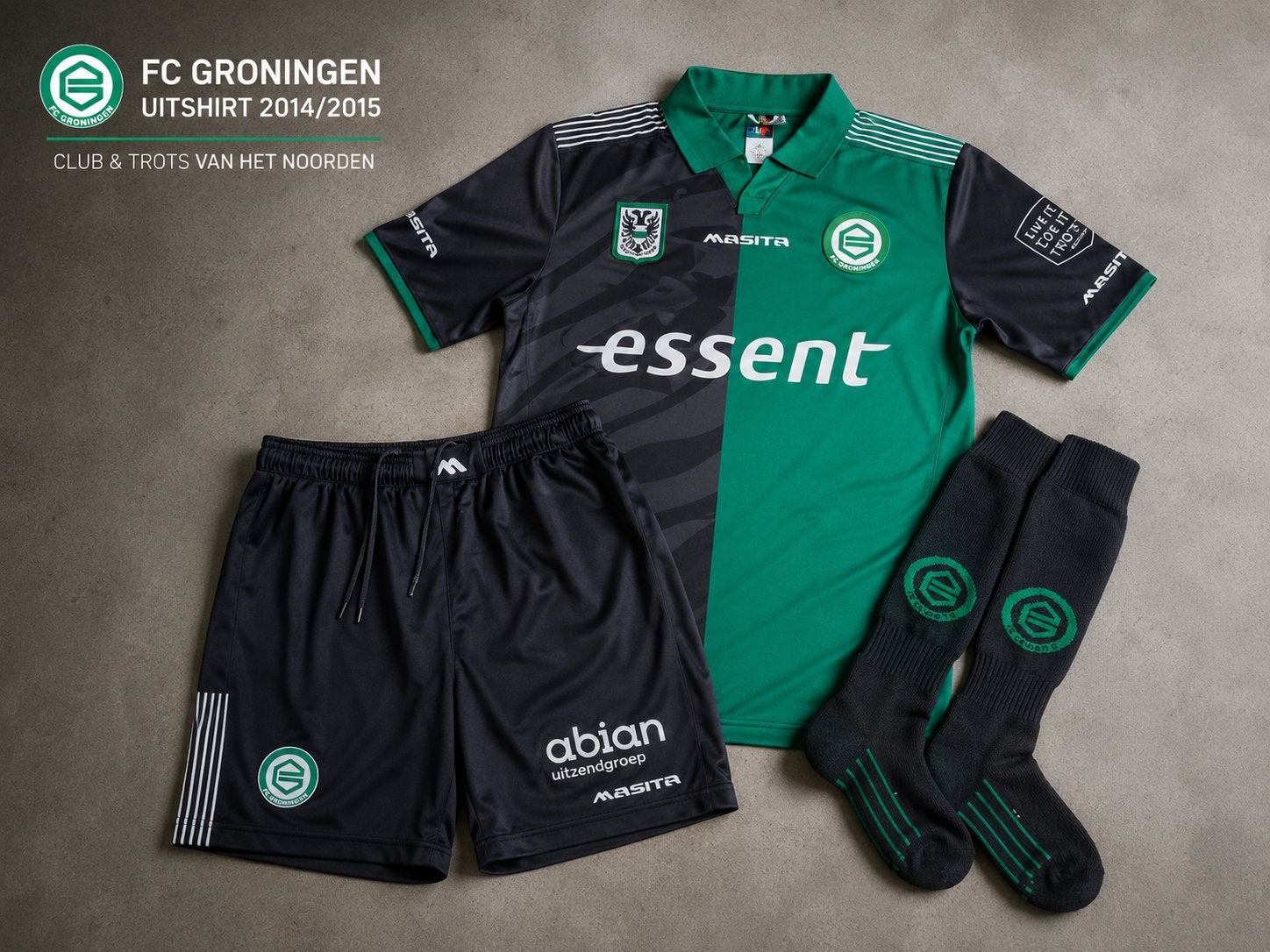 FC Groningen Uitshirt 2014/2015 - Maat S (volledig teneu), Zwart, Ophalen of Verzenden, Zo goed als nieuw, Voetbal