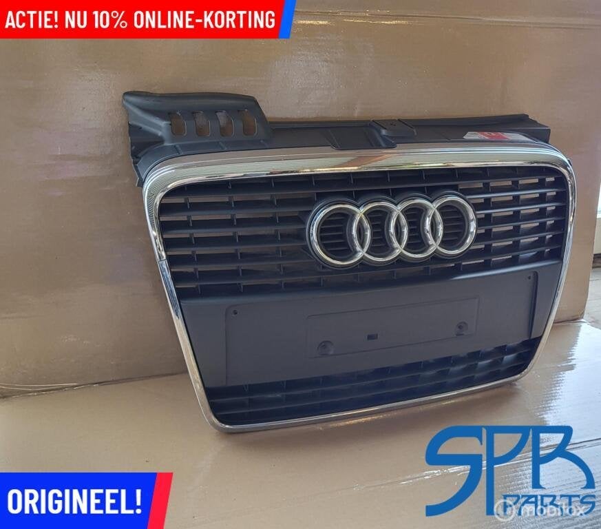 AUDI A4 B7 8E GRILLE CHROOM GRILL 2004-2008 ORIGINEEL 8E0, Gebruikt, AUDI, Audi, Ophalen of Verzenden