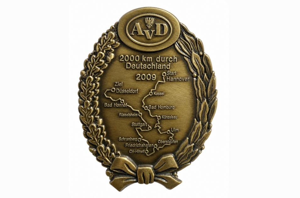 AVD 2000 km door Duitsland 2009 Medaille, Postzegels en Munten, Ophalen of Verzenden, Brons, Buitenland