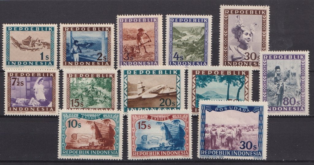 Indonesie Repoeblik 1946 Div. Afbeeldingen Weense druk, Postzegels en Munten, Verzenden, Postfris, Overige thema's