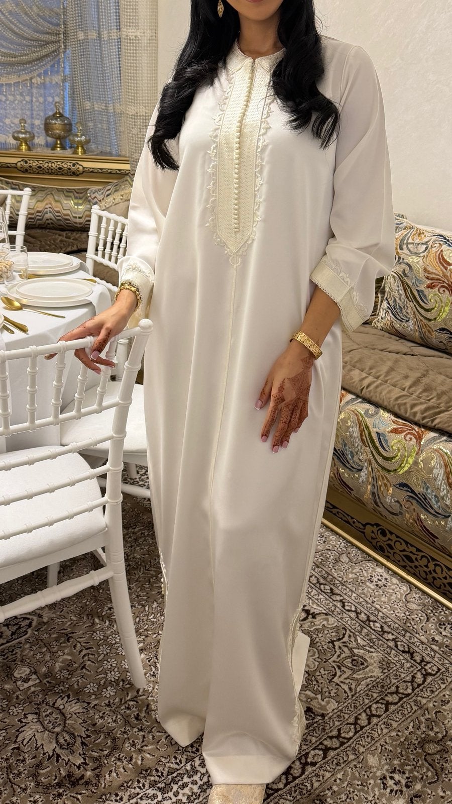 Kaftan Wit handgemaakt ! M/L, Maat 38/40 (M), Wit, Ophalen of Verzenden, Zo goed als nieuw