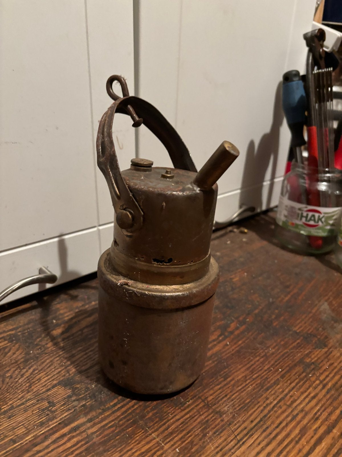 Antieke messing mijnwerkerslamp - "C.H.E.M.A. Patent", Ophalen of Verzenden