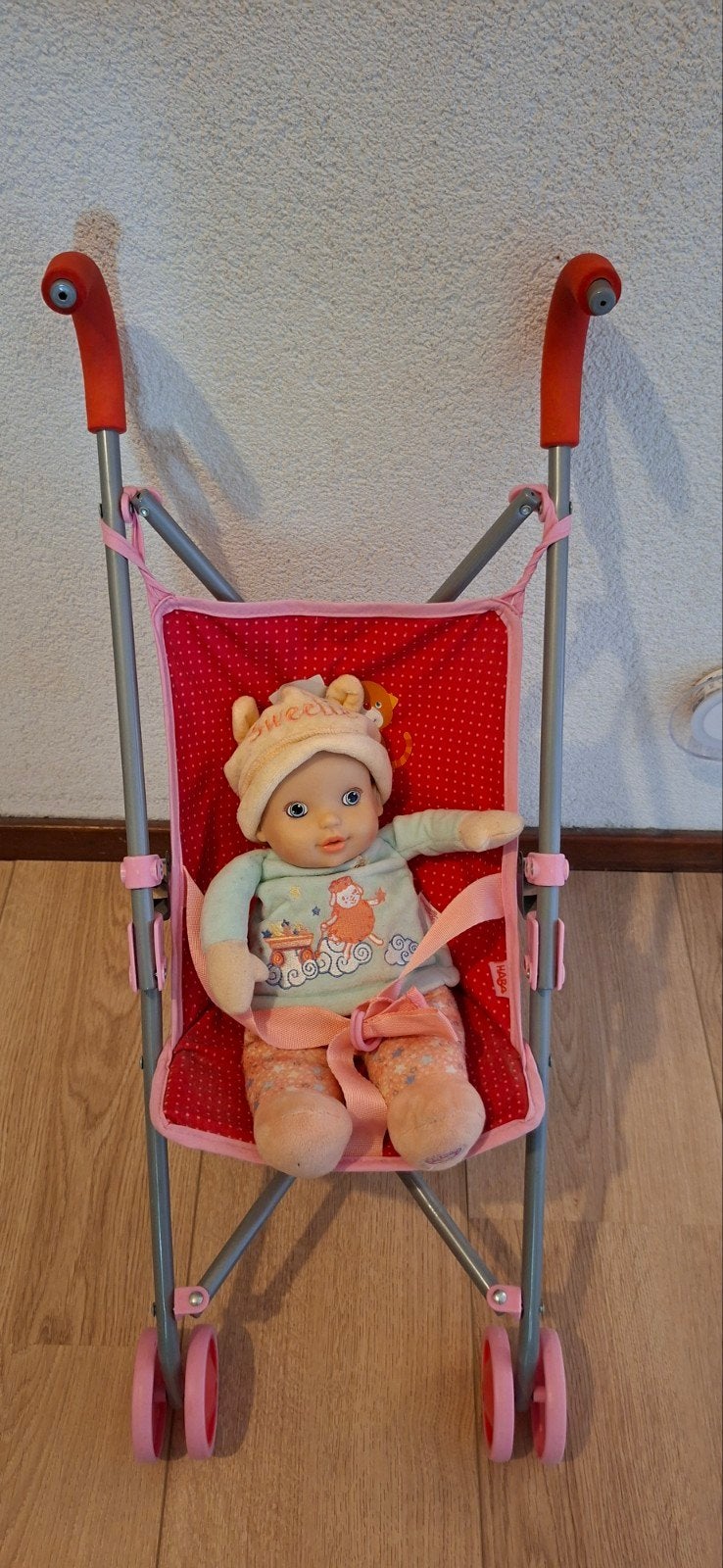 Poppenwagen met babypop - Zo goed als nieuw, Ophalen, Zo goed als nieuw, Babypop