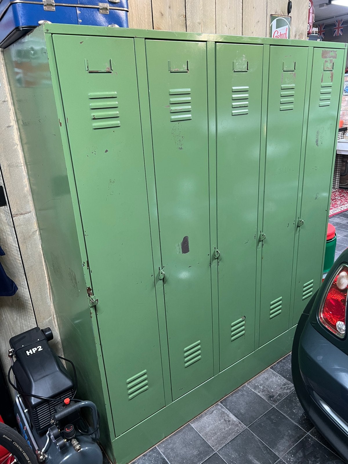 Vintage groene metalen lockerkast - Industriële stijl, Huis en Inrichting, Ophalen, Gebruikt