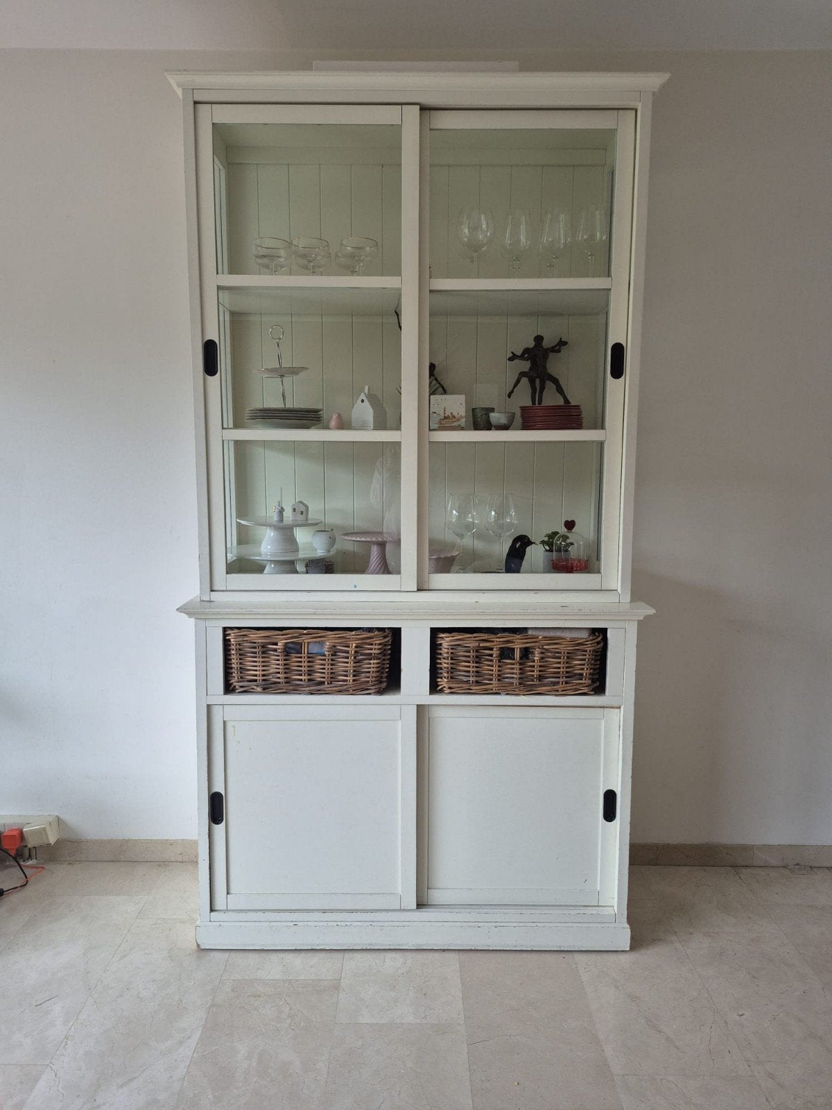 Buffetkast/vitrinekast wit 220x120x47, Ophalen, Gebruikt, 25 tot 50 cm, 200 cm of meer
