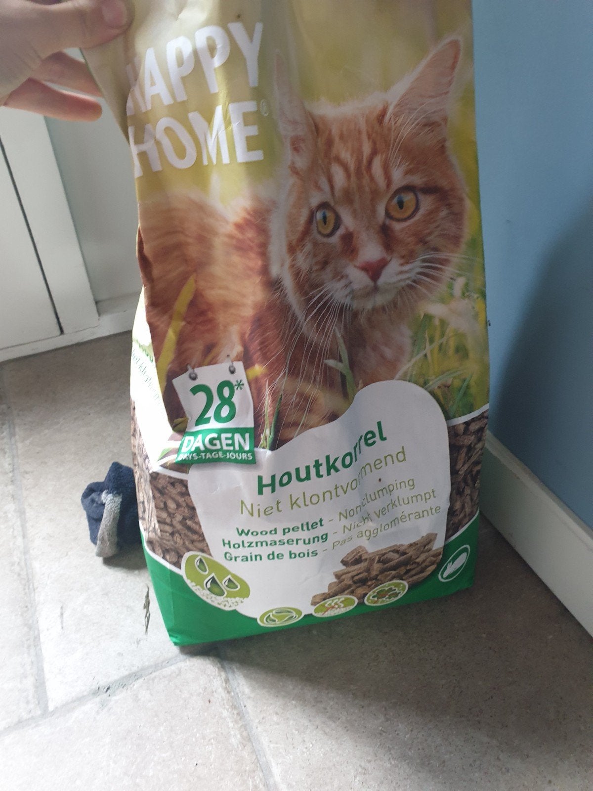 houtkorrel kattenbakvulling, Ophalen, Gebruikt