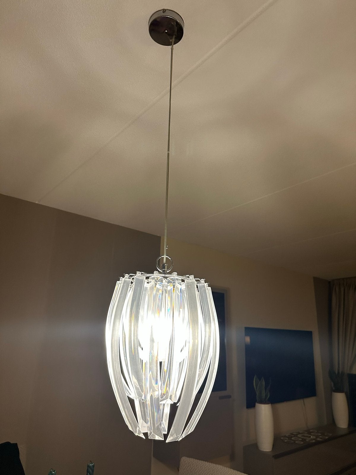 Mooie kristallen hanglamp van glaswerk, Ophalen, Gebruikt, Glas