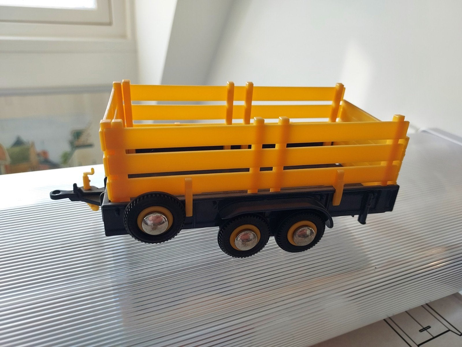 Gele speelgoed aanhangwagen, Ophalen of Verzenden, Gebruikt