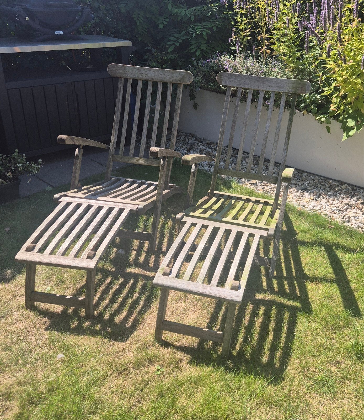 Deckchairs teakhout, Tuin en Terras, Ophalen, Gebruikt, Teakhout