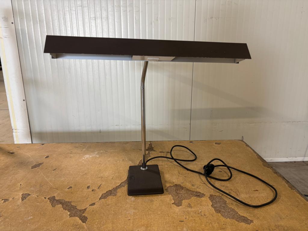 Industriële Bureaulamp - Bruin Jaren '70 (Hala/Anvia Stijl), Ophalen of Verzenden, Gebruikt, Metaal