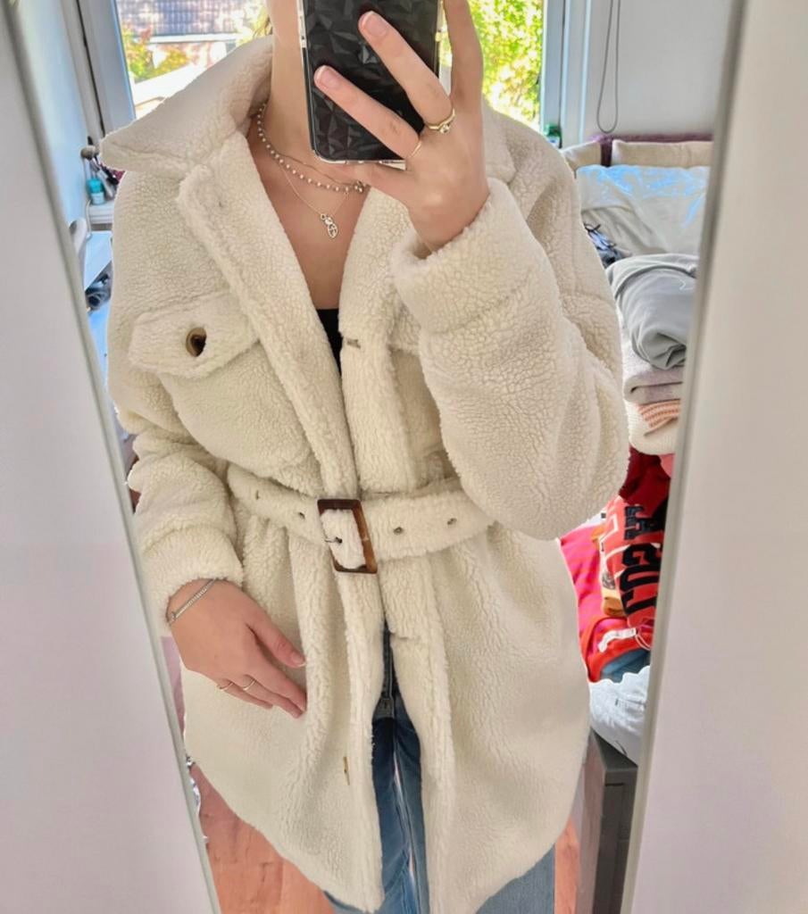 Pieces bonte jas, Kleding | Dames, Jassen | Winter, Ophalen of Verzenden, Nieuw, Maat 36 (S), Wit