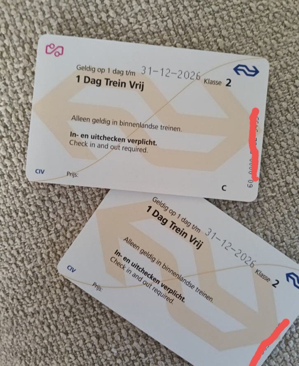 3 NS DAGKAARTEN, Tickets en Kaartjes, Trein, Algemeen kaartje