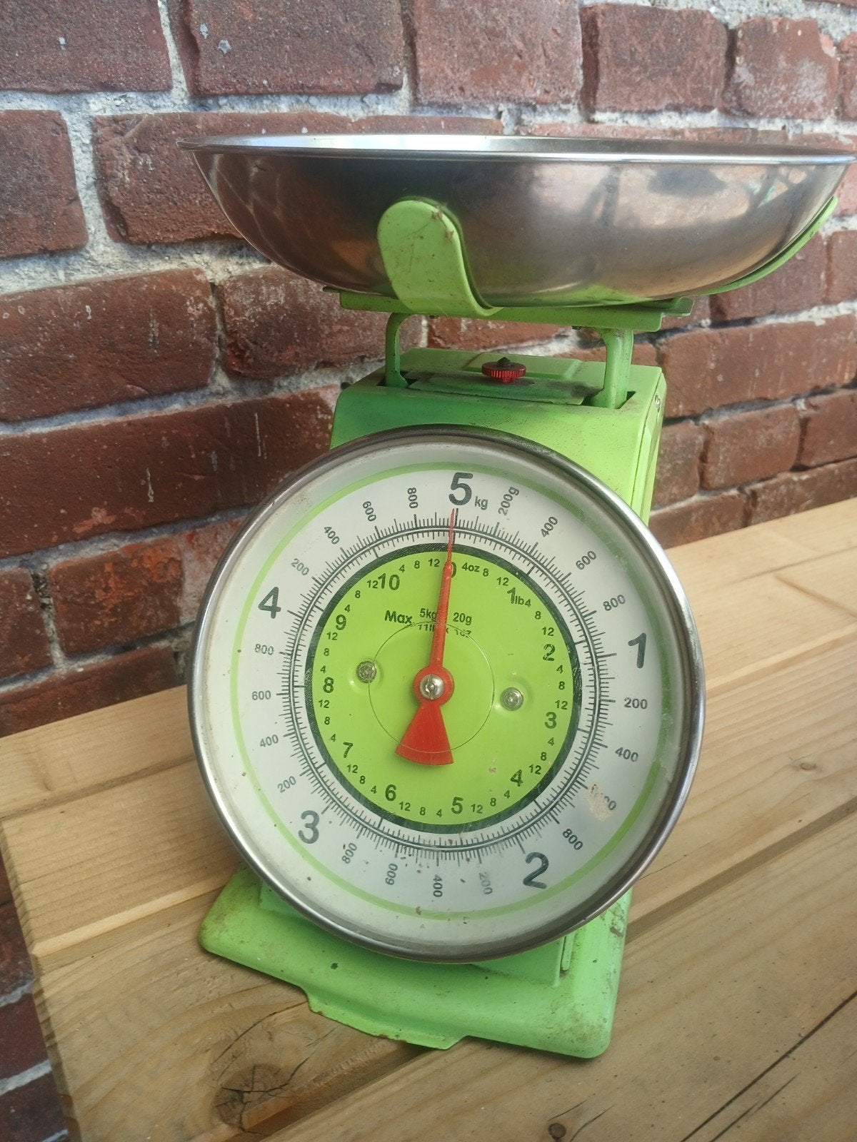 Vintage Groene Keukenweegschaal - Max 5kg, Witgoed en Apparatuur, Weegschalen, Ophalen, Keukenweegschaal, Gebruikt, Minder dan 10 kg