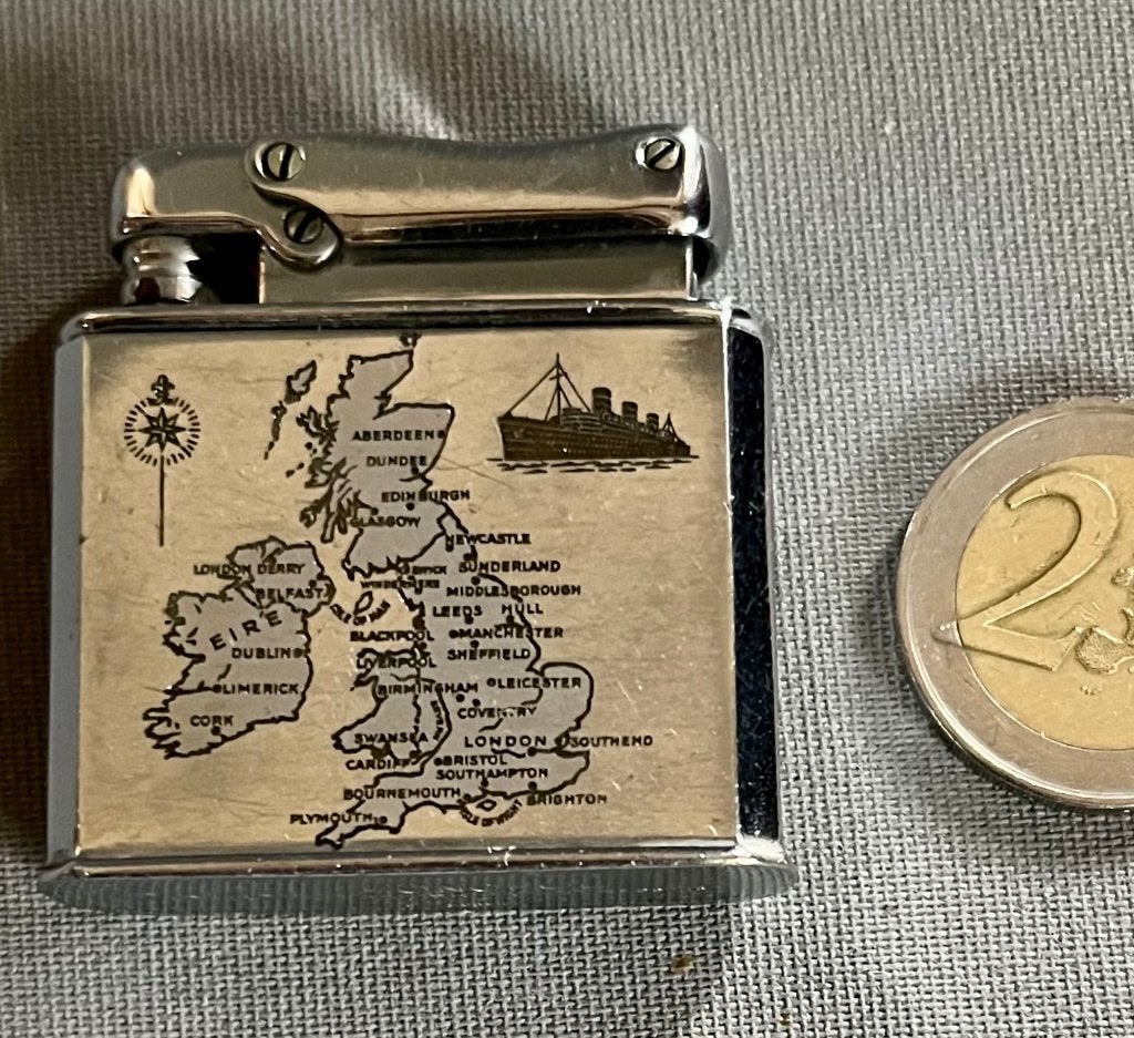 Colibri Monopol Benzine-Aansteker met Queen Mary en Engeland, Ophalen of Verzenden, Gebruikt, Aansteker