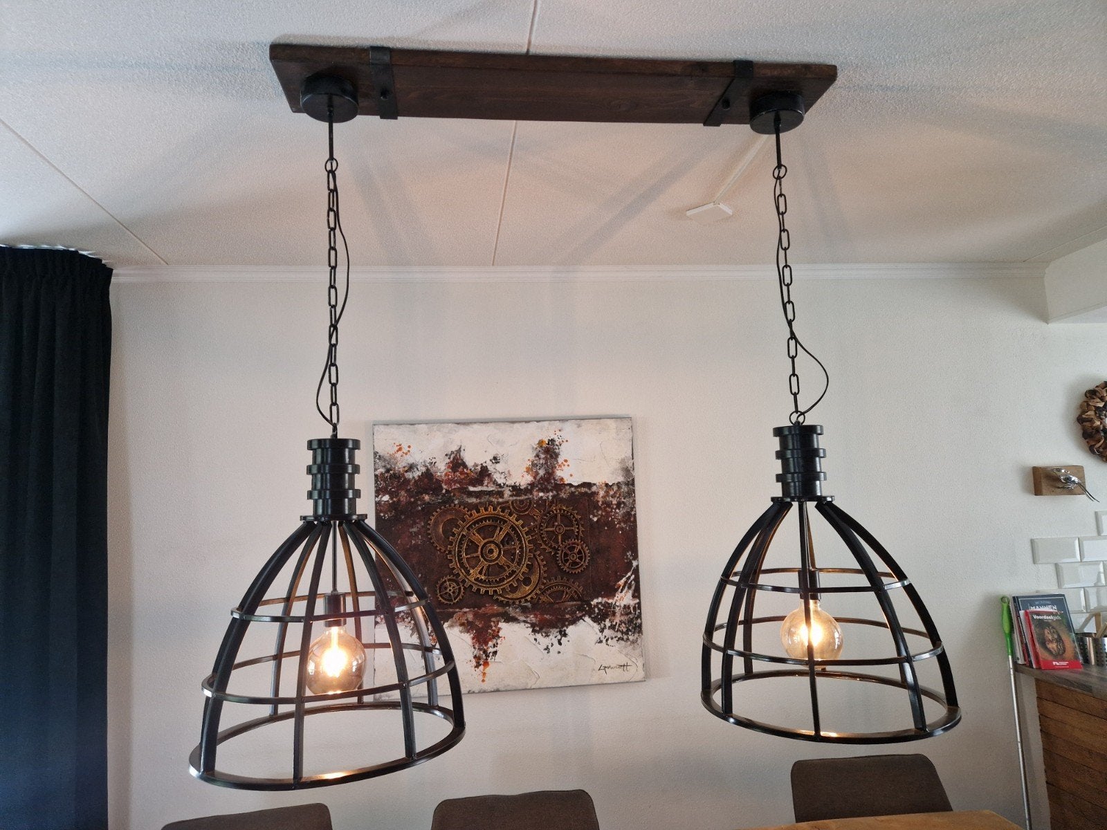 2 grote riverdale lampen, Ophalen, E27 (groot), Zo goed als nieuw, Metaal