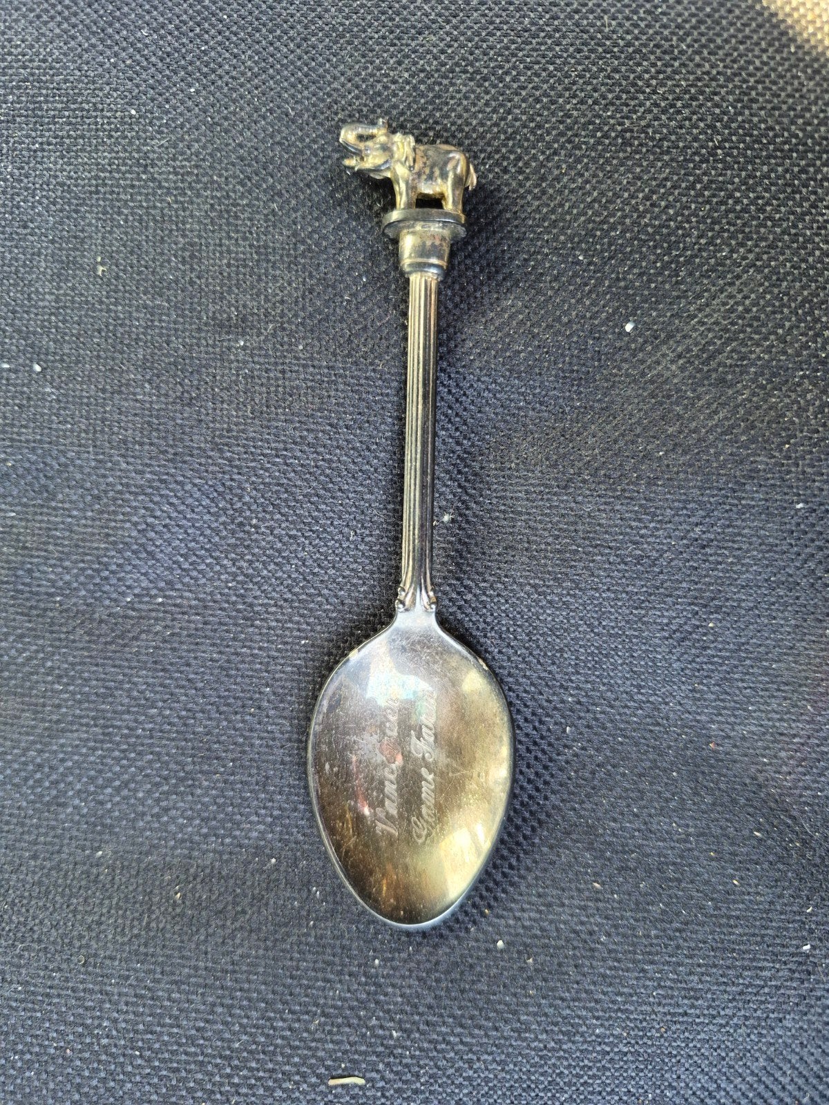 Verzilverde theelepel met olifant - Vintage, Antiek en Kunst, Ophalen of Verzenden