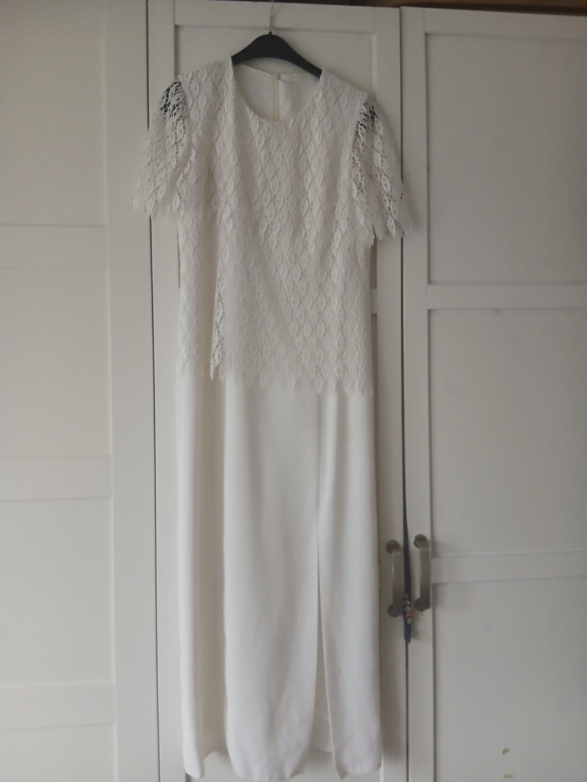 Prachtige witte trouwjurk / avondjurk met kant 36/38, Ophalen of Verzenden, Gedragen, Wit, Trouwjurk