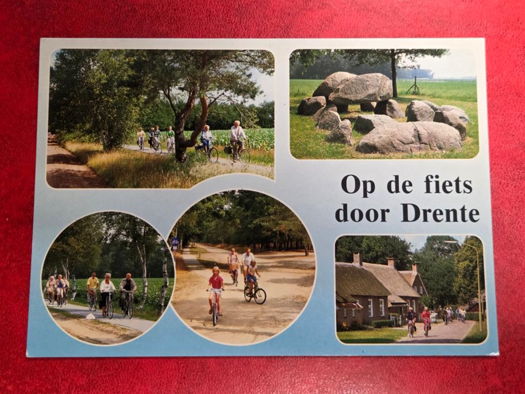 Drenthe Op de fiets door Drenthe 5-luik met Hunebed, Ophalen of Verzenden, Drenthe