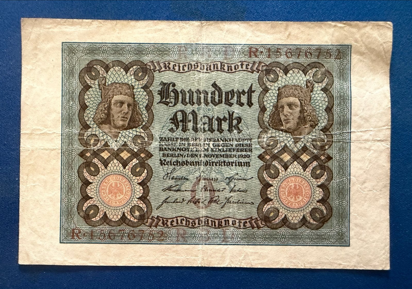 Historisch Duits bankbiljet: 100 Mark uit 1920, Ophalen of Verzenden, Duitsland, Los biljet