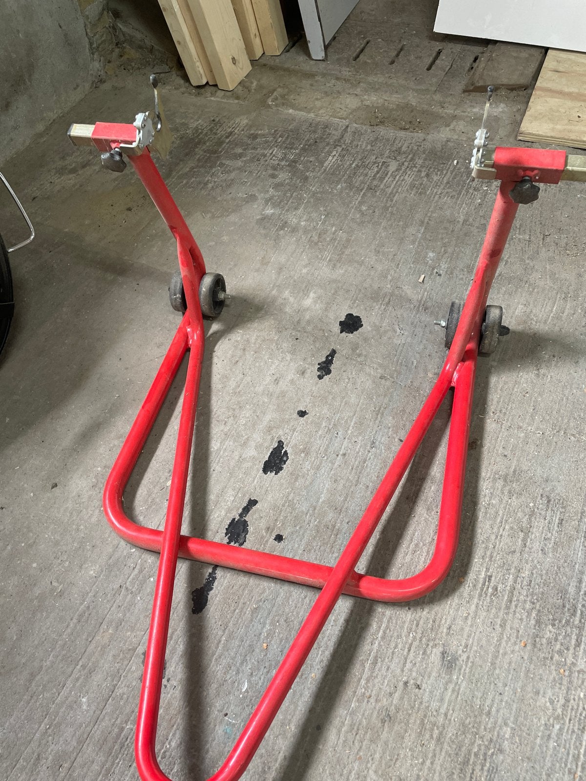 Motorfiets paddockstand rood, Motoren, Ophalen, Gebruikt
