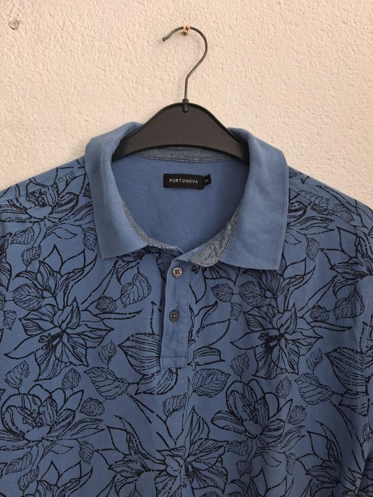 Portonova Polo Shirt XXL - Blauw met Bloemenprint, Overige maten, Ophalen of Verzenden, Gedragen, PORTONOVA