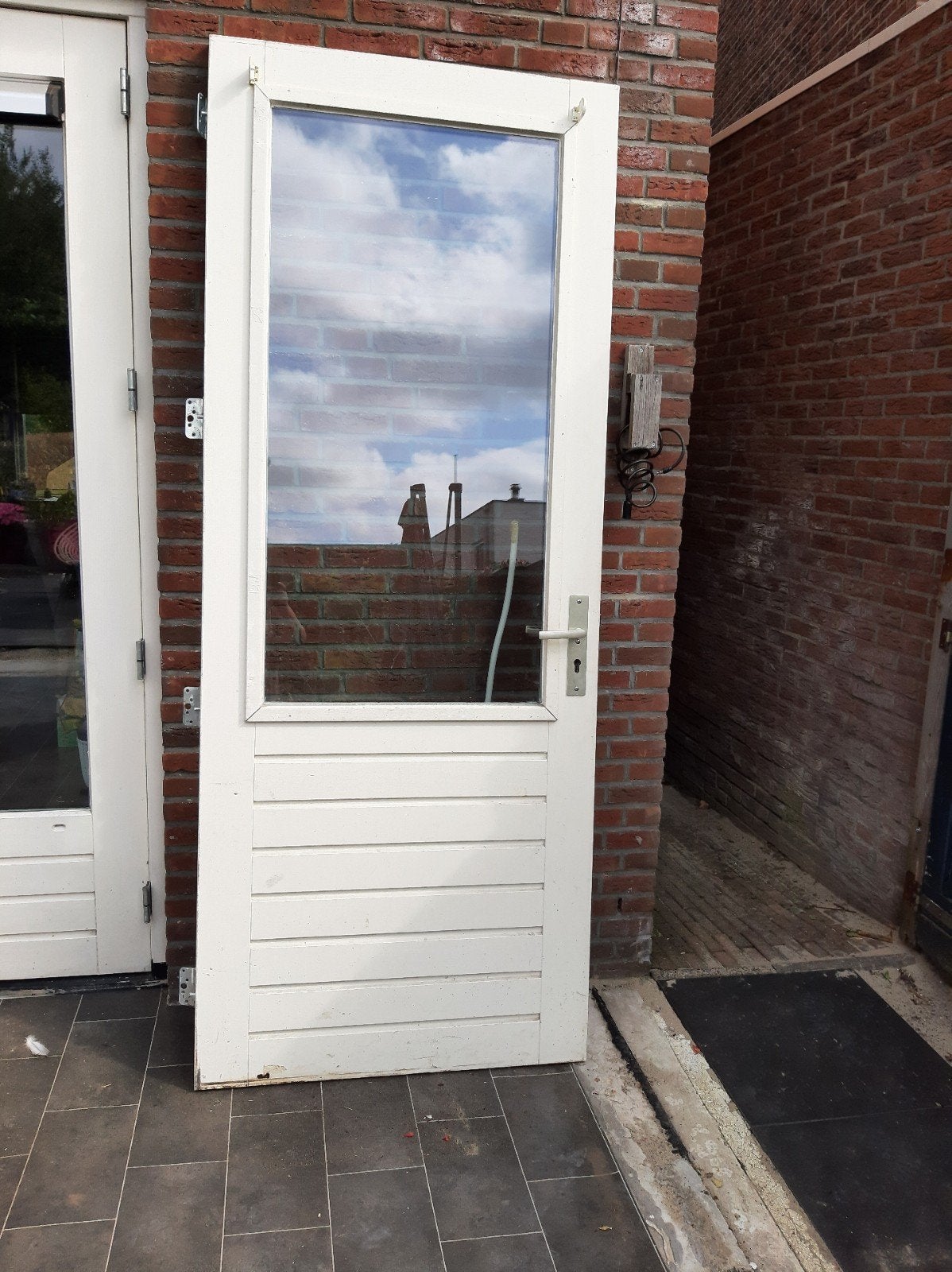 Te koop hardhouten buitendeur met DTS deurdorpel, Ophalen, 80 tot 100 cm, 215 cm of meer, Glas