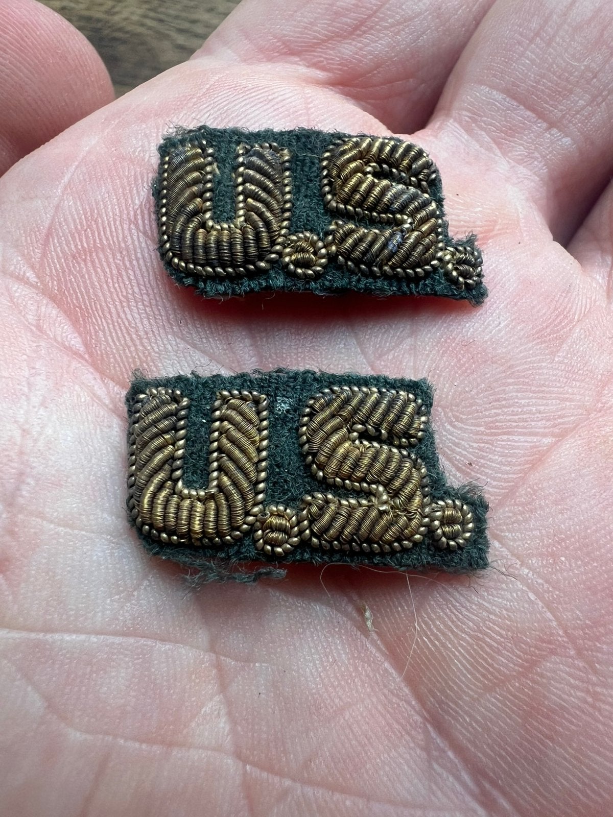 WO1 WO2 Amerikaans setje US bullion kraag emblemen, Amerika, Verzenden, Embleem of Badge