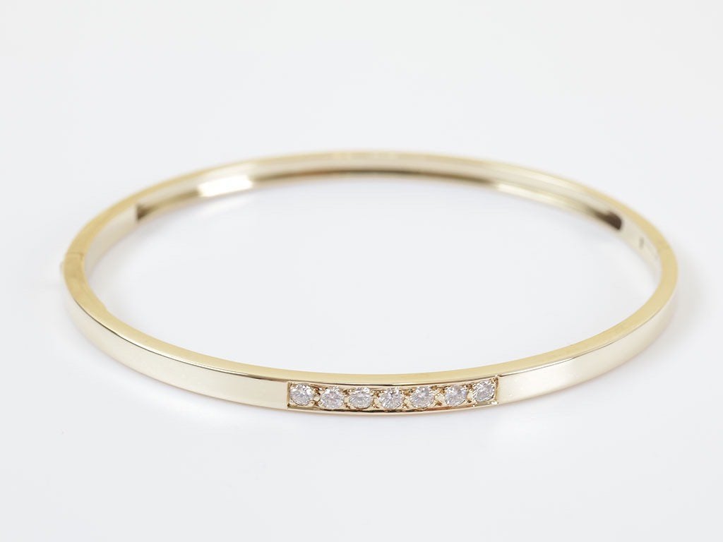 14 Karaat Gouden Slavenarmband Met Diamanten, Ophalen of Verzenden, Zo goed als nieuw, Met edelsteen, Goud