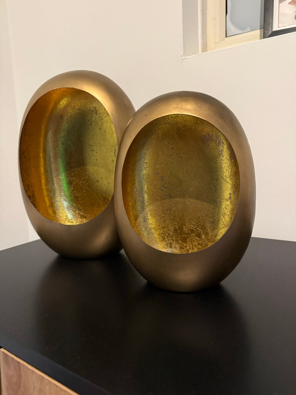 Set van 2 Gouden Decoratie Eieren, Ophalen, Gebruikt, Goud, Metaal