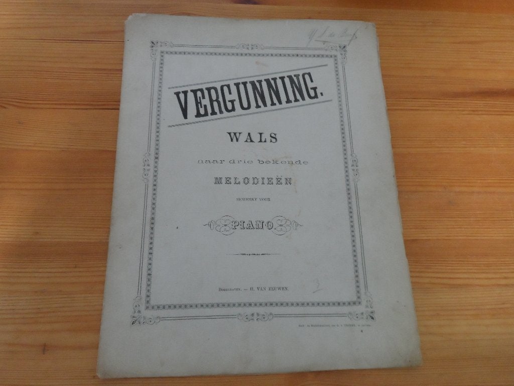 Vergunning wals, Muziek en Instrumenten, Gebruikt, Ophalen of Verzenden, Artiest of Componist, Piano