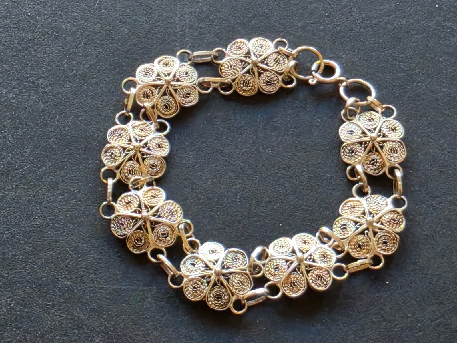 Vintage Sterling Silver Filigree Bracelet, 19 cm, Ophalen of Verzenden, Zo goed als nieuw, Zilver, Zilver