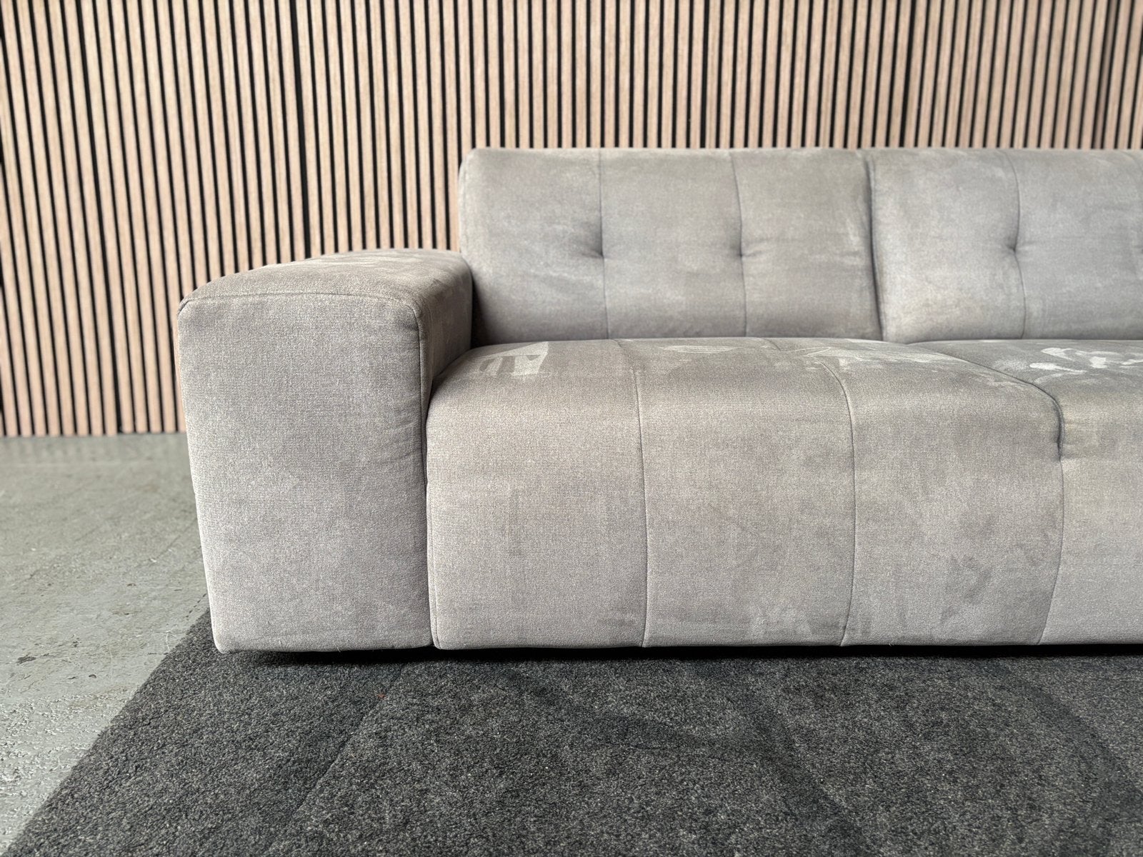 GRATIS LEVERING Montel Driezits Bank Grijs 220x95 GEREINIGD, Huis en Inrichting, Driepersoons, 75 tot 100 cm, Ophalen of Verzenden