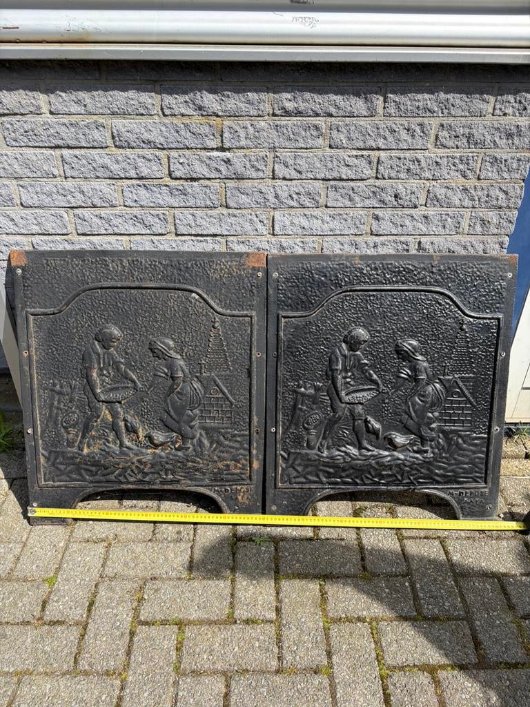 Gietijzeren haardplaten, Huis en Inrichting, Haarden, Ophalen, Gebruikt, Vrijstaande haard, Houthaard