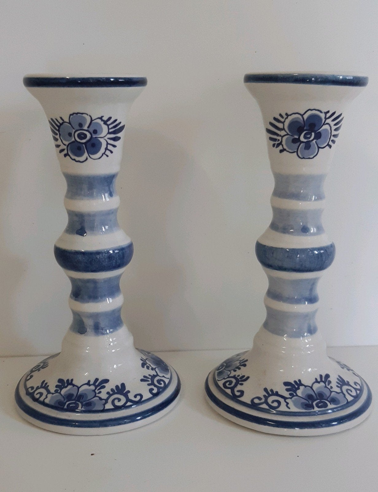 2 KANDELAARS 'DELFTS BLAUW', Antiek en Kunst, Ophalen, Keramiek of Aardewerk