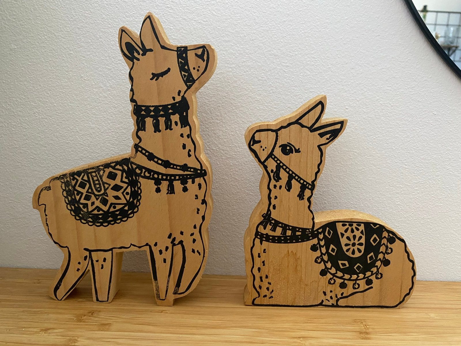 Houten alpaca/lama decoratieve beelden, Hout, Overige stijlen, Ophalen of Verzenden, Zo goed als nieuw