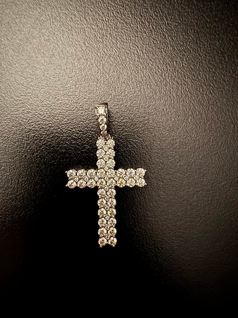 Zilveren 925 Kruis Hanger met Moissanite D-level Diamanten, Ophalen of Verzenden, Zo goed als nieuw, Zilver, Kruis of Symbool