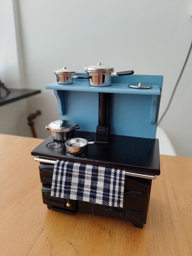 1:12 miniatuur theedoek blauw geruit voor poppenhuis, Verzamelen, Ophalen of Verzenden, Nieuw, Textiel