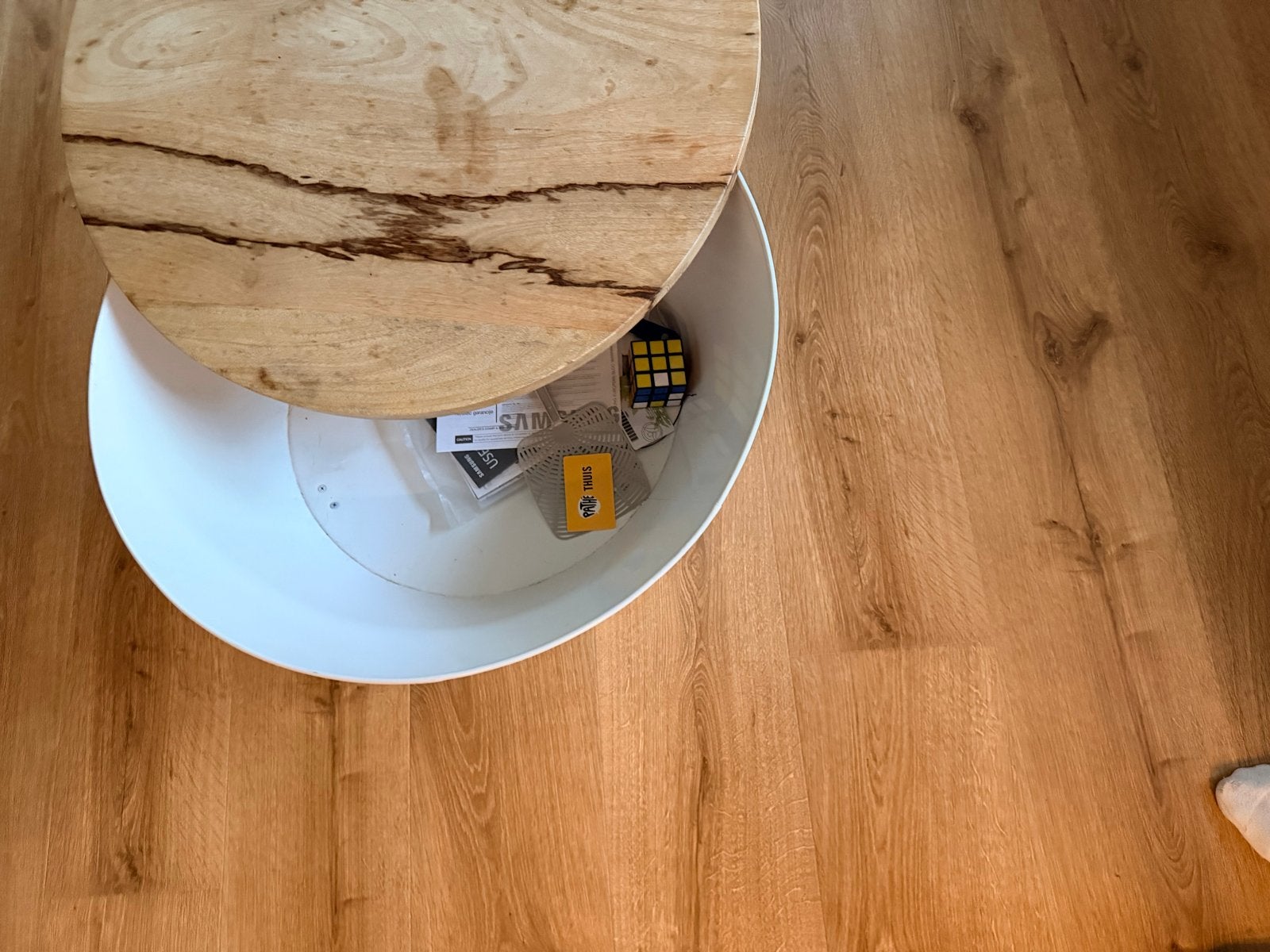 Ronde salontafel met opbergruimte, diameter 70 cm, Ophalen, Gebruikt, 50 tot 100 cm, Rond