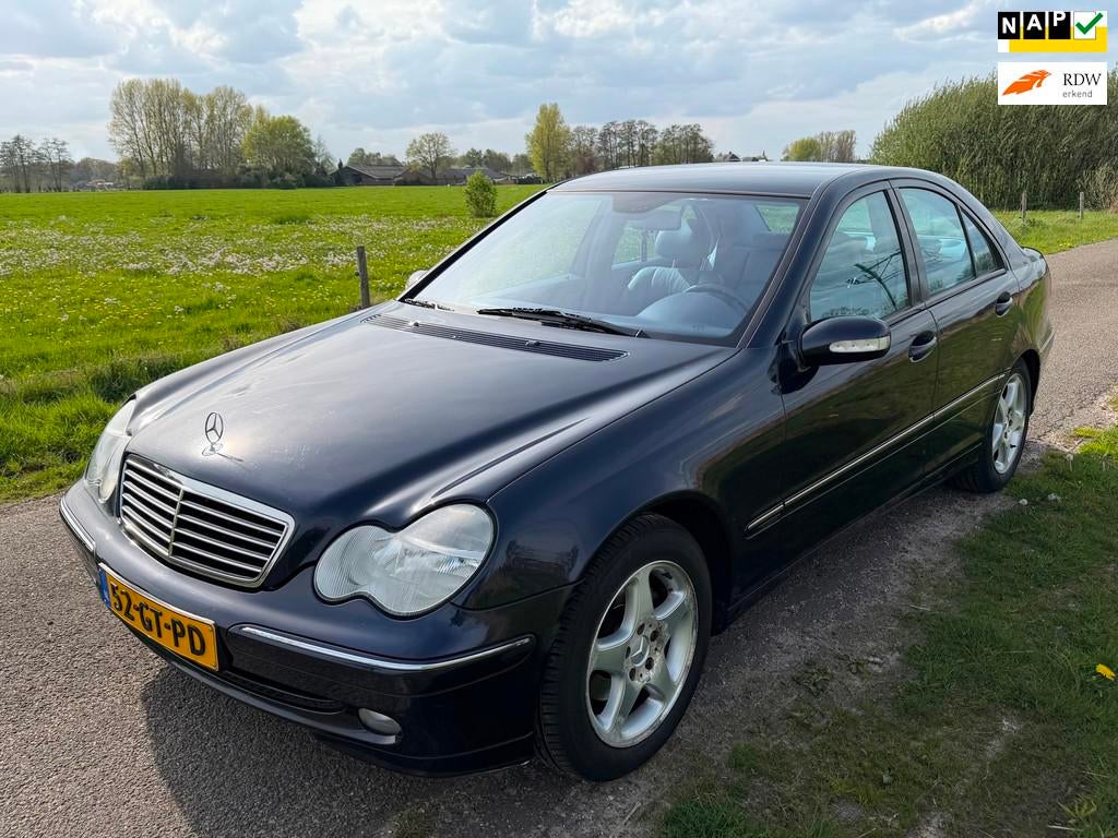 Mercedes-Benz C-klasse 200 Kompressor Avantgarde, Auto's, Mercedes-Benz, Achterwielaandrijving, Gebruikt, 4 cilinders, Blauw
