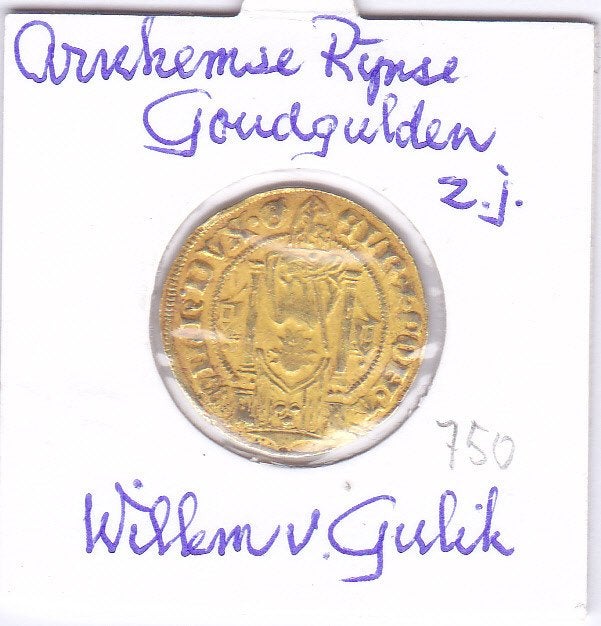 Arnhemse Rijnse Goudgulden z.j. Willem van Gulik 750 euro, Ophalen of Verzenden, Vóór koninkrijk, Losse munt, Goud