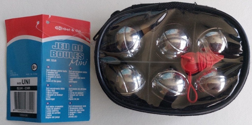 Jeu de boules setje van 6 in mini uitvoering, Ophalen of Verzenden, Zo goed als nieuw