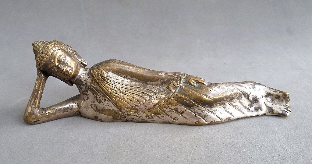 20 ste eeuw Bronzen Liggende Boeddha Buddha Boeda Buda Beeld